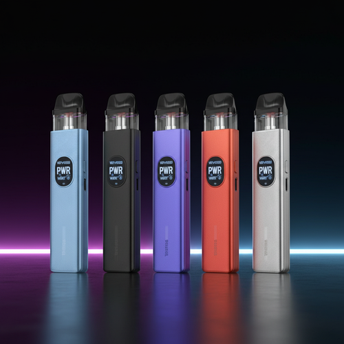 Vaporesso XROS 5 Pod Kit in 5 colours on dark neon background